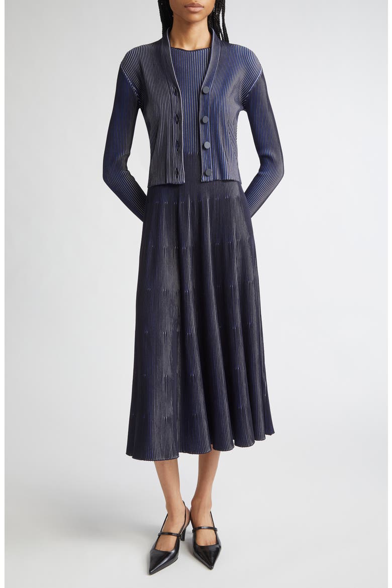 Stripe Rib Cardigan, Alternate, color, BLACK/ NAVY