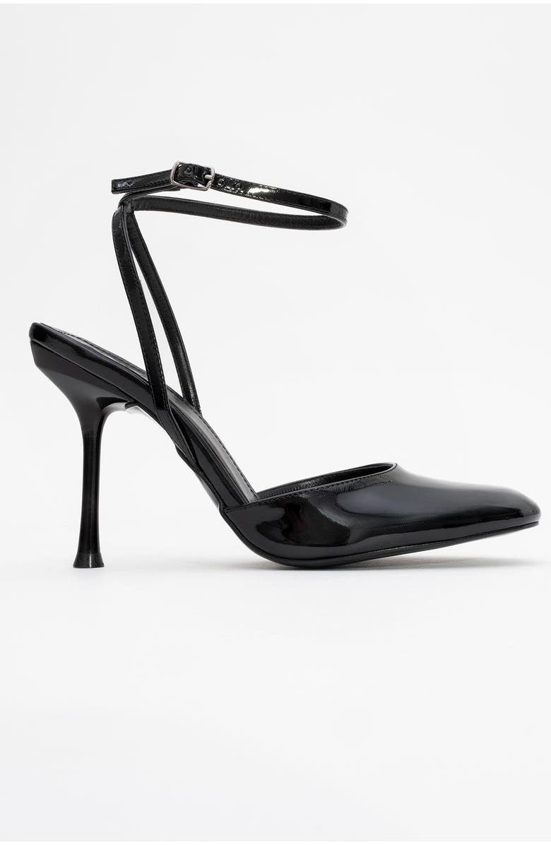 Prologue Shoes Blues Round Toe Ankle Strap Pump, Alternate, color, Black Patent