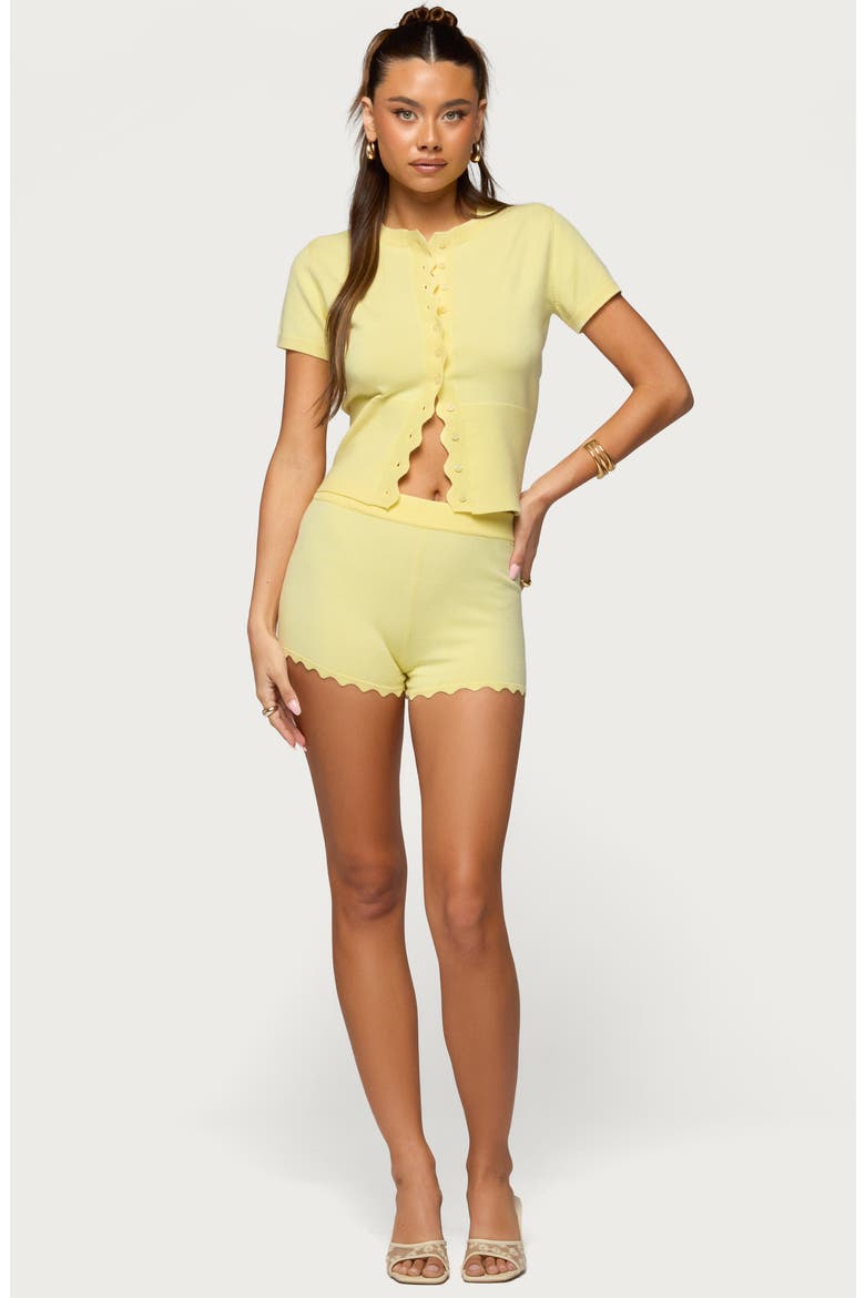 Rosie Scalloped Knit Microshorts, Alternate, color, YELLOW
