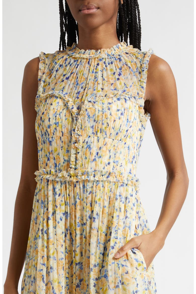 Kasia Floral Silk Midi Dress, Alternate, color, DAFFODIL