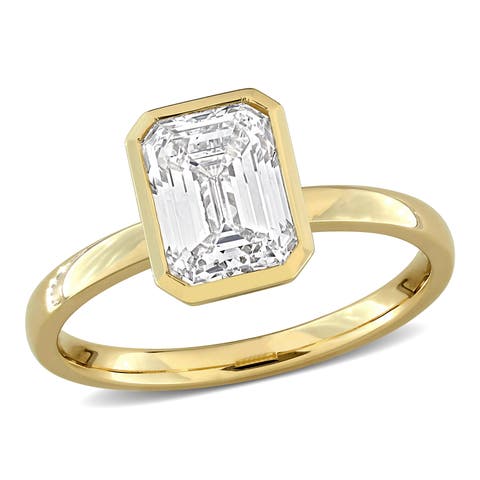 2 CTW Lab Grown Diamond Emerald Ring 14k Gold