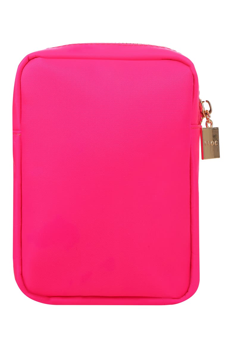 Mini Lightning Bolt Cosmetics Bag, Alternate, color, HOT PINK