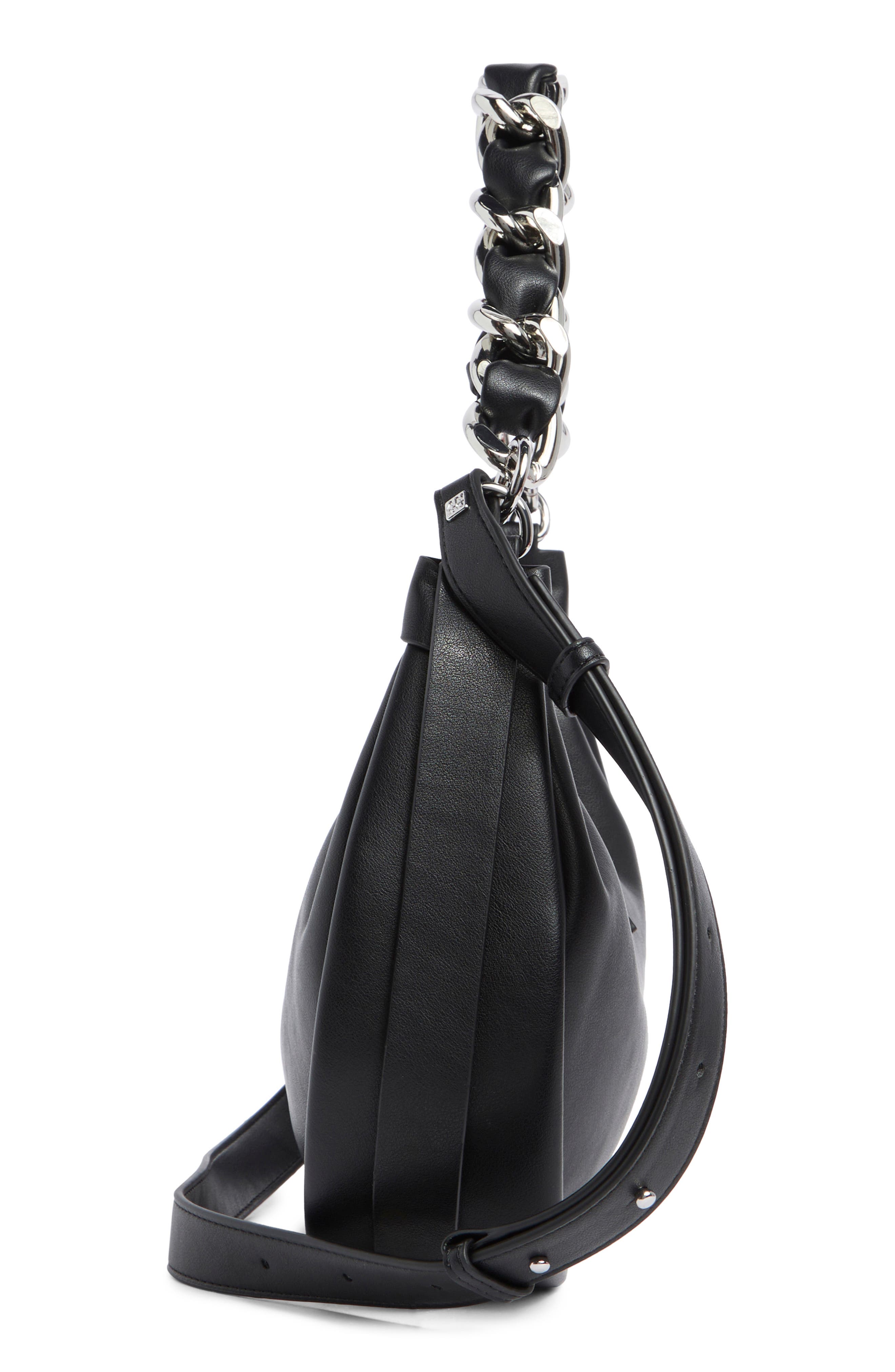 DKNY Fiona Small Hobo Bag, Alternate, color, Black/ Silver