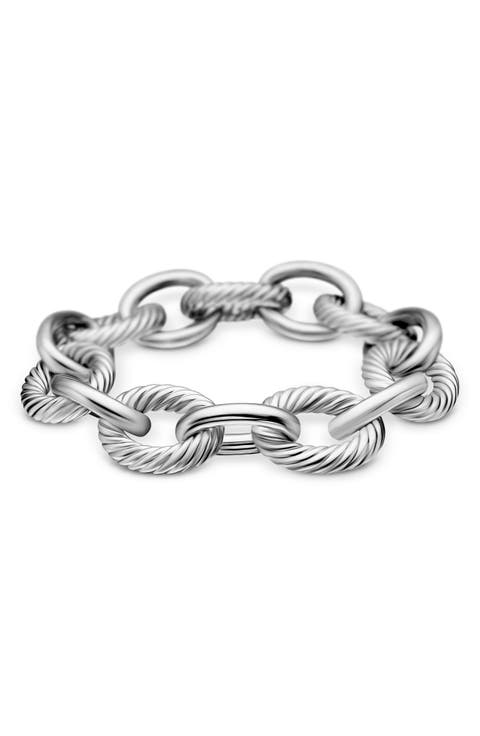 Oval Link Chain Bracelet in Sterling Silver, 17mm