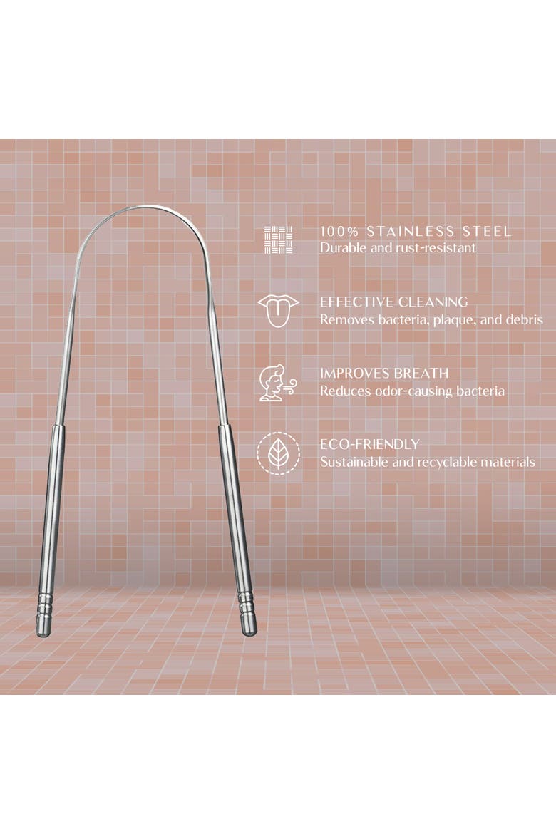 Stainless Steel Tongue Scraper, Alternate, color, Silver