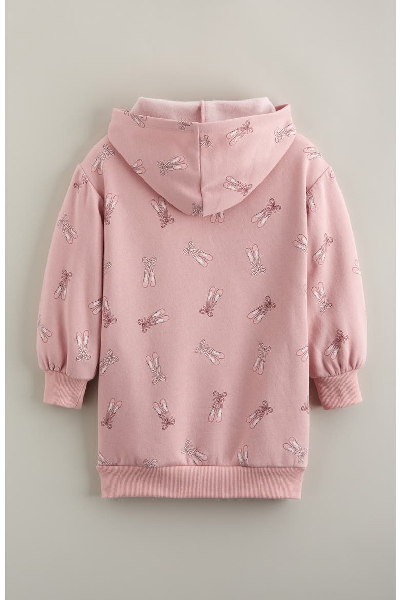 Kids' Print Cotton Hooded Tunic Sweatshirt Dress, Alternate, color, PINK ZEPHYR BALLET TOSS