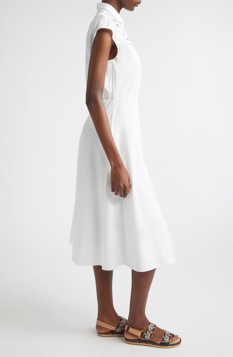 Valentino Embroidered Eyelet Cotton Dress, Alternate, color, White