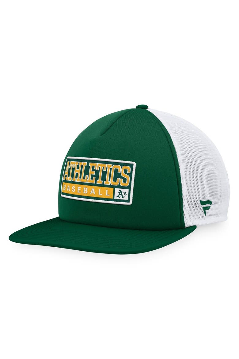 Men's Majestic Green/White Oakland Athletics Foam Trucker Snapback Hat, Main, color, Green