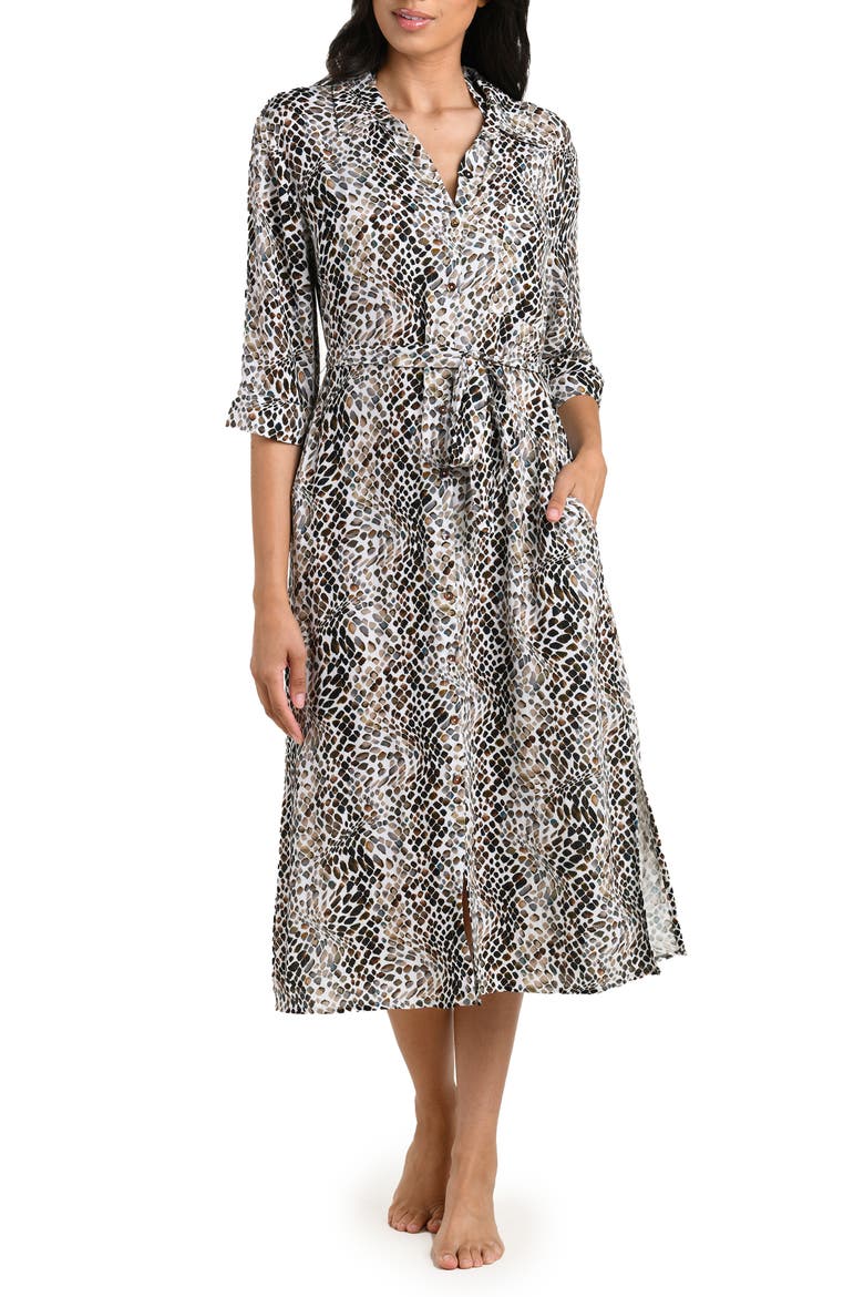 Wild Whispers Print Cover-Up Shirtdress, Main, color, TAUPE