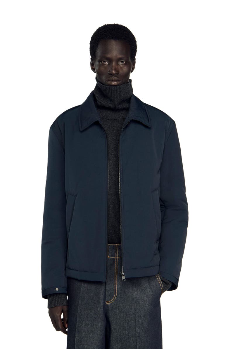 SANDRO Quilted zip jacket, Alternate, color, Navy Blue