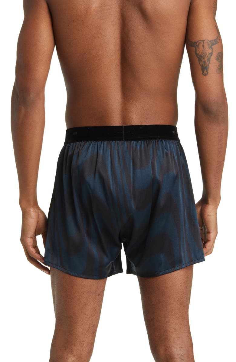 TOM FORD Peacock Print Stretch Silk Boxers, Alternate, color,