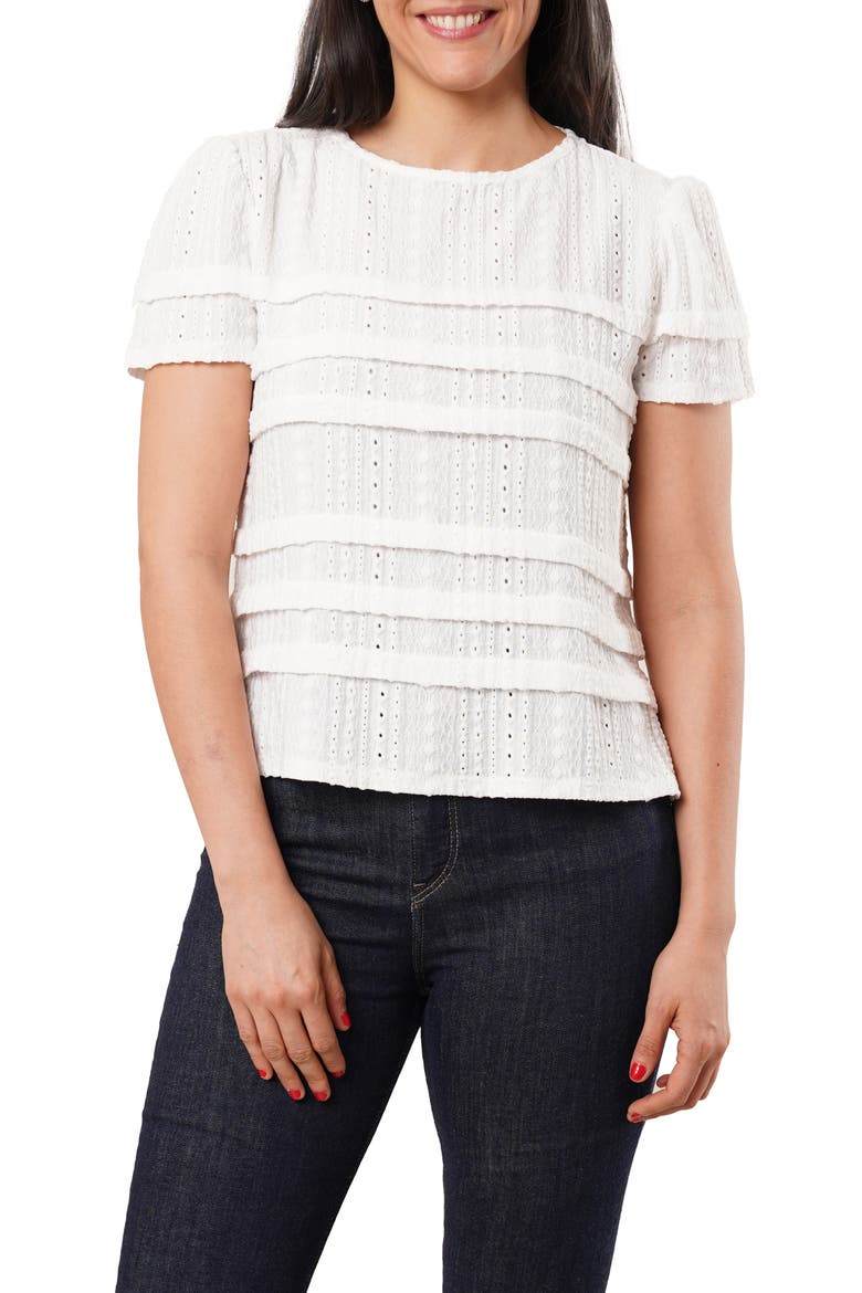 Eyelet Ruffle Top, Main, color, WHITE