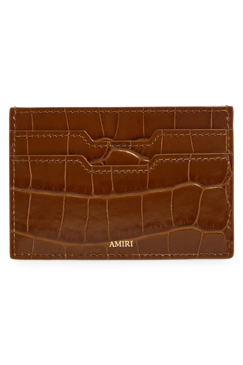 Croc Embossed Leather Card Holder, Alternate, color, MALT