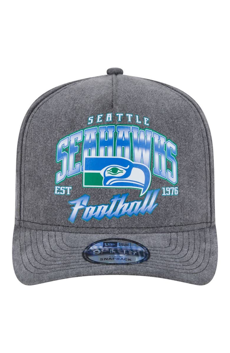New Era Men's New Era  Black Seattle Seahawks Throwback Washed A-Frame 9FIFTY Snapback Hat, Alternate, color, 