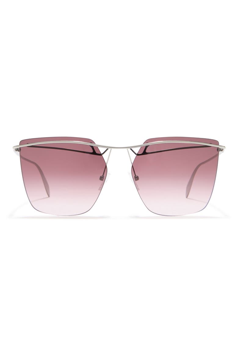 Alexander McQueen 59mm Square Sunglasses, Main, color, RUTHENIUM RUTHENIUM RED/GDK