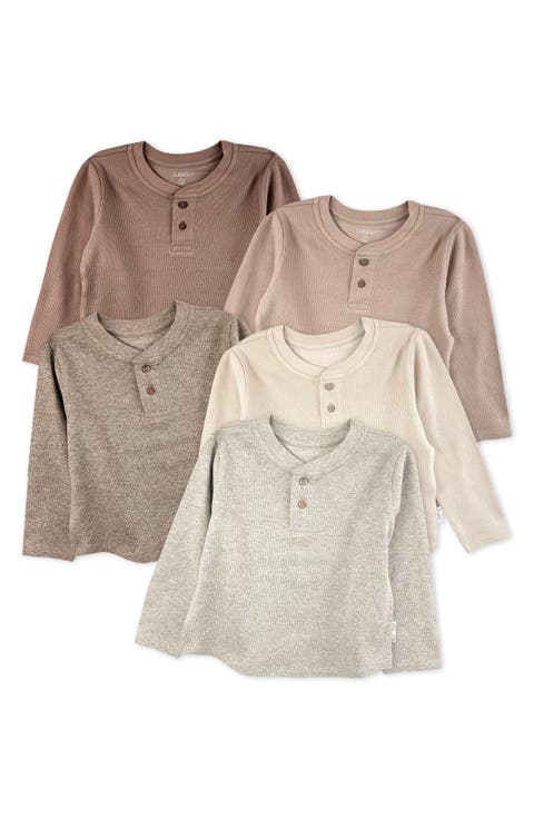 Payton Assorted 5-Pack Long Sleeve Organic Cotton Waffle Henley T-Shirts (Baby)