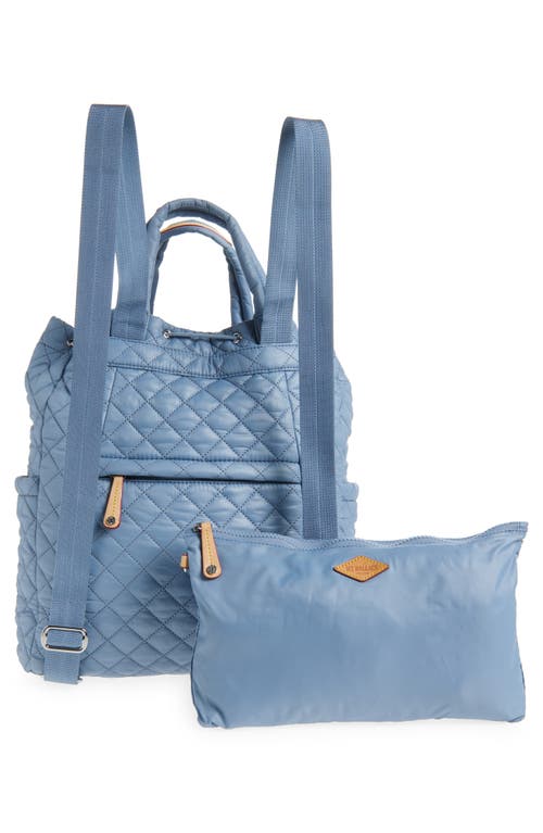 Mz Wallace Metro Quilted Nylon Convertible Backpack In Stone Blue Metro