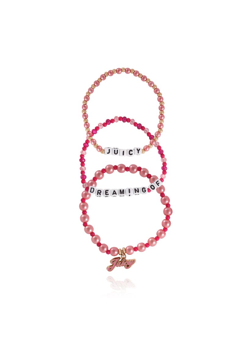 Beaded Bracelet Set, Alternate, color, pink, white, gold