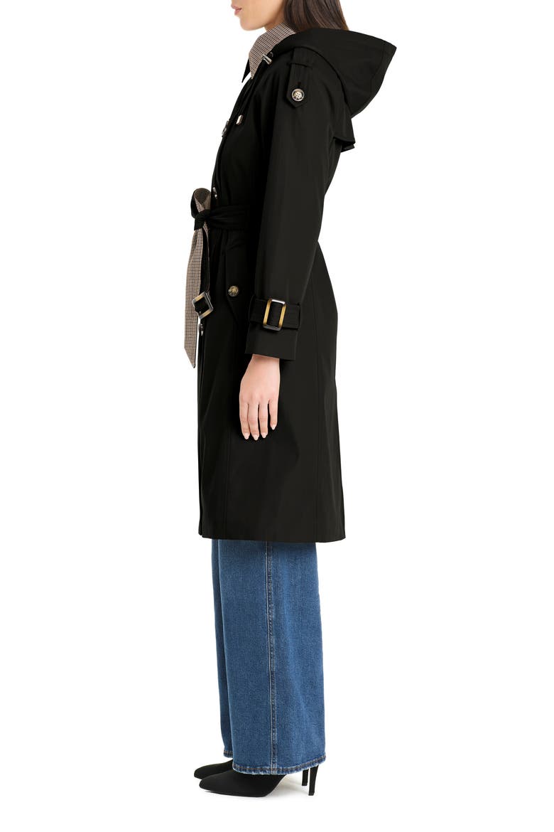 Water Resistant Double Breasted Trench Coat, Alternate, color, BLACK