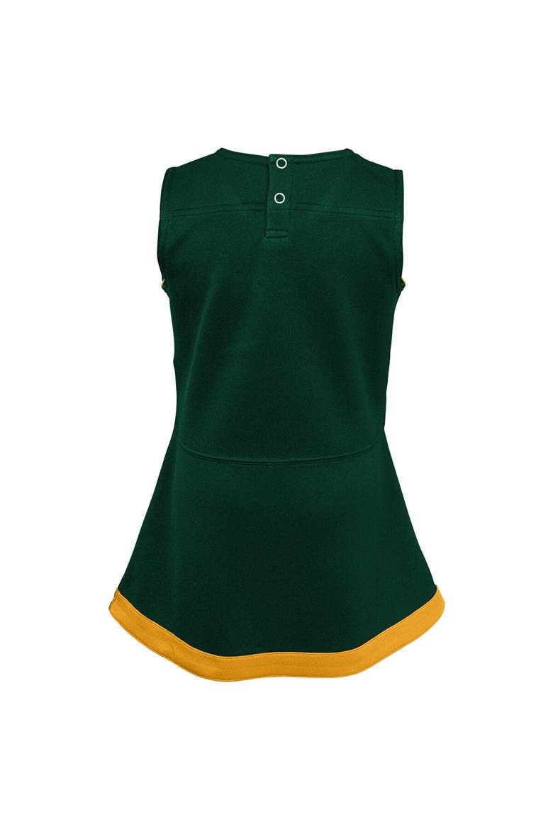 Girls Toddler Green Green Bay Packers Cheer Captain Dress with Bloomers, Alternate, color, Green