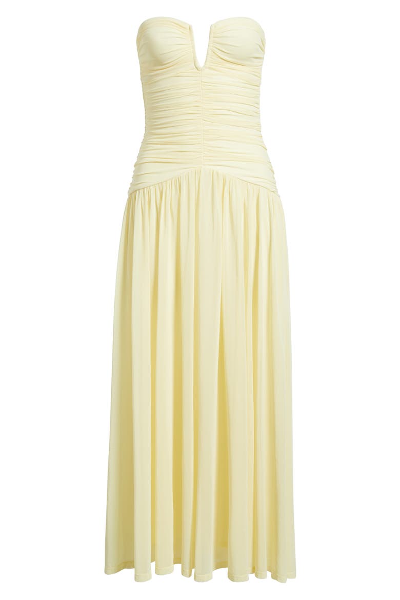 Beverly Ruched Strapless Chiffon Maxi Dress, Alternate, color, BUTTER