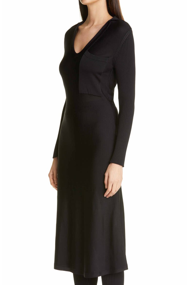 Long Sleeve Knit Shirtdress, Alternate, color, BLACK BK00