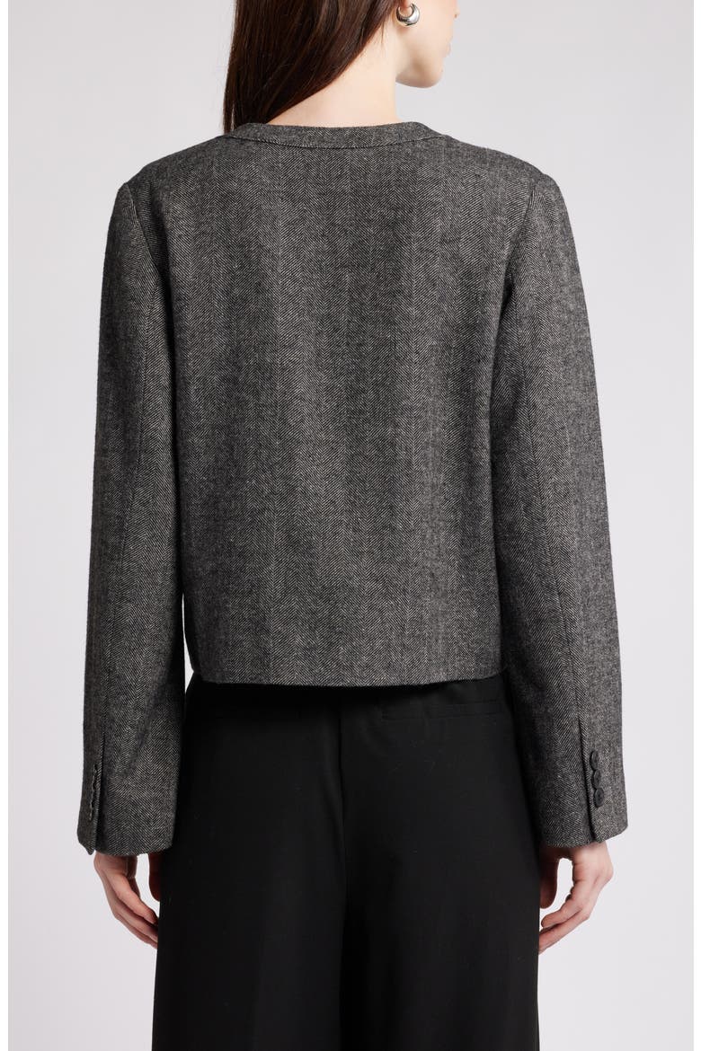 Collarless Herringbone Jacket, Alternate, color, GREY