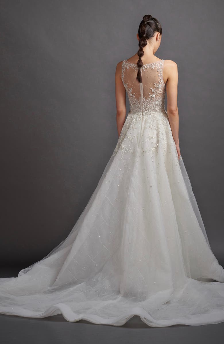 Lazaro Gabriela Beaded Lace & Tulle Wedding Dress, Alternate, color, 