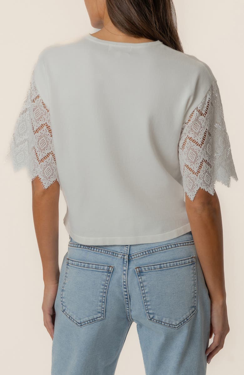 KUT from the Kloth Coco Lace Sleeve Top, Alternate, color, White