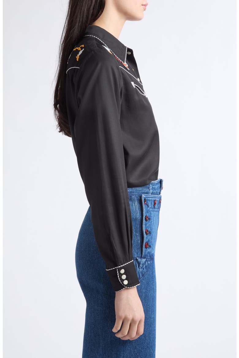 Checkers Embroidered Western Snap-Up Shirt, Alternate, color, BLACK MULTI