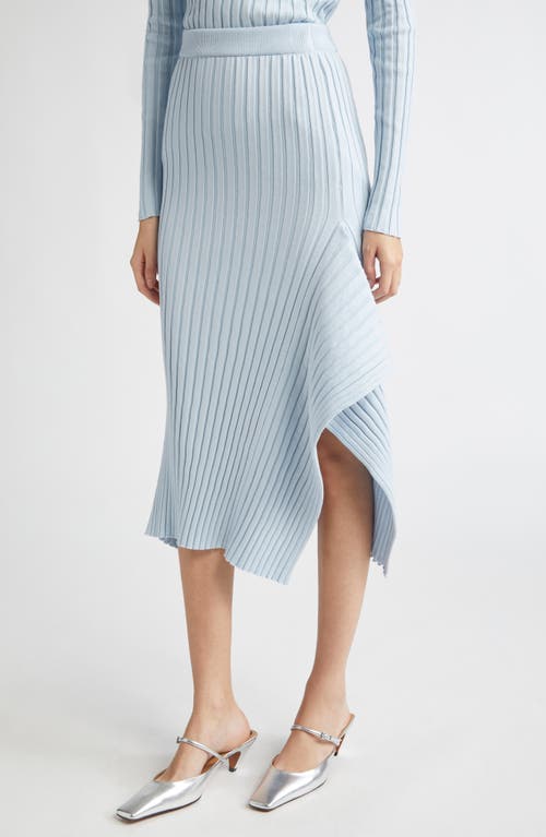 Stella Mccartney Asymmetric Ribbed Organic Cotton Midi Skirt In Blue