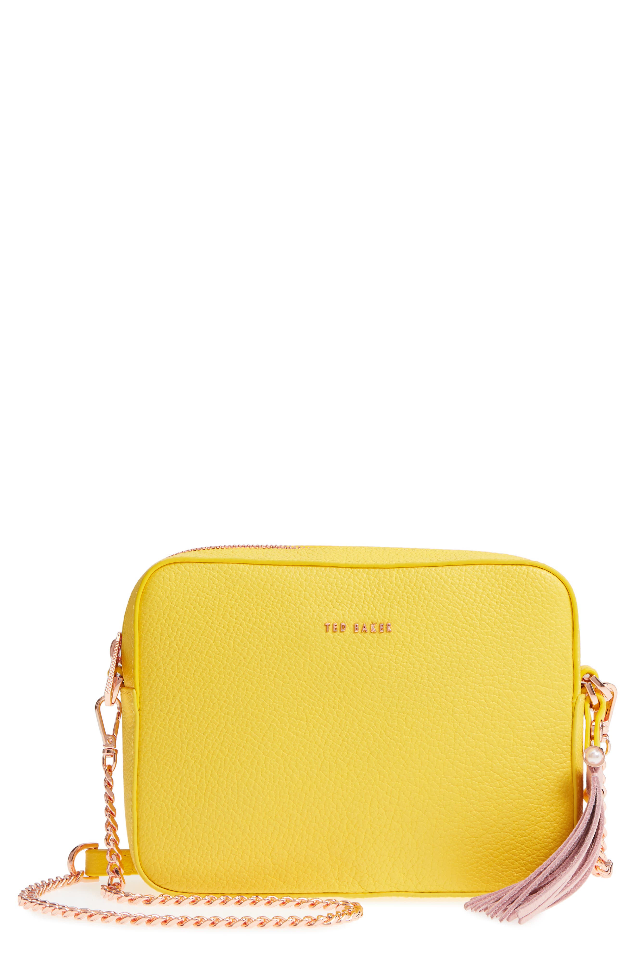 Salia Leather Camera Bag, Main, color, YELLOW