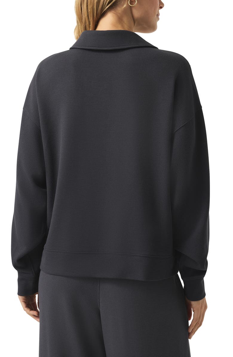 Splendid Waffle Scuba Knit Polo Sweatshirt, Alternate, color, 