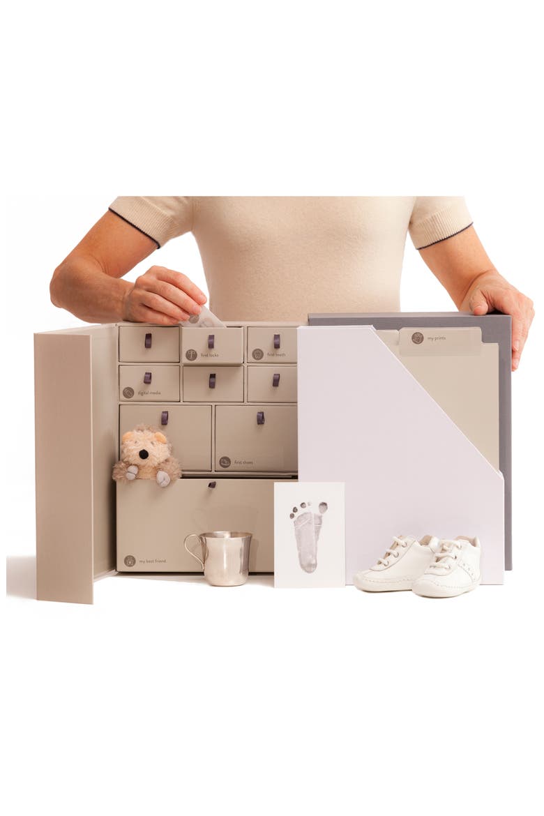 Baby Edition Keepsake Box, Alternate, color, SLATE/ BEIGE