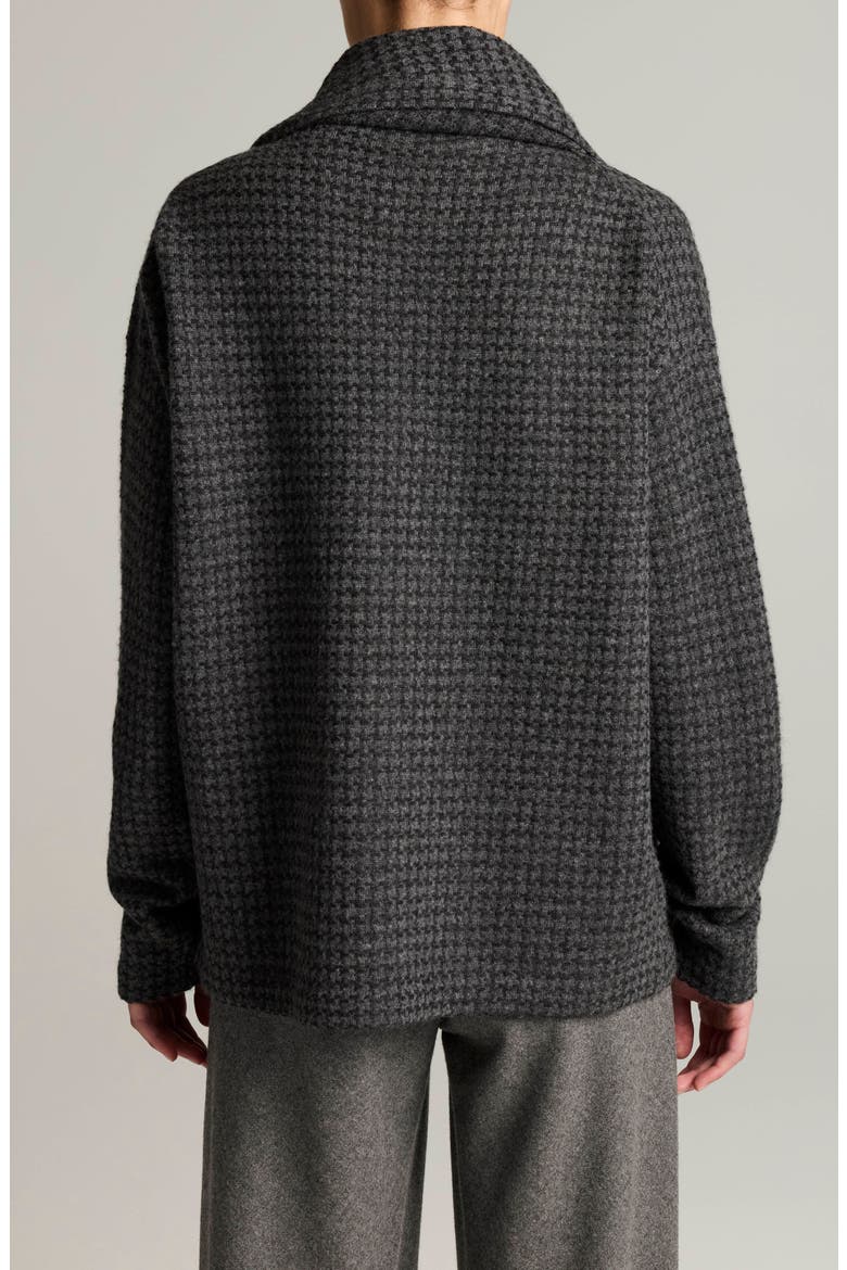 Houndstooth Draped Scarf Sweater, Alternate, color, GREY COMBO