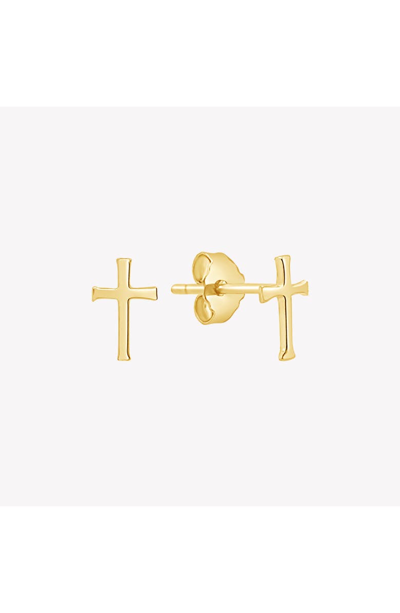 Rizen Jewelry Cross Mini Stud Earring, Main, color, 18K Gold Plated