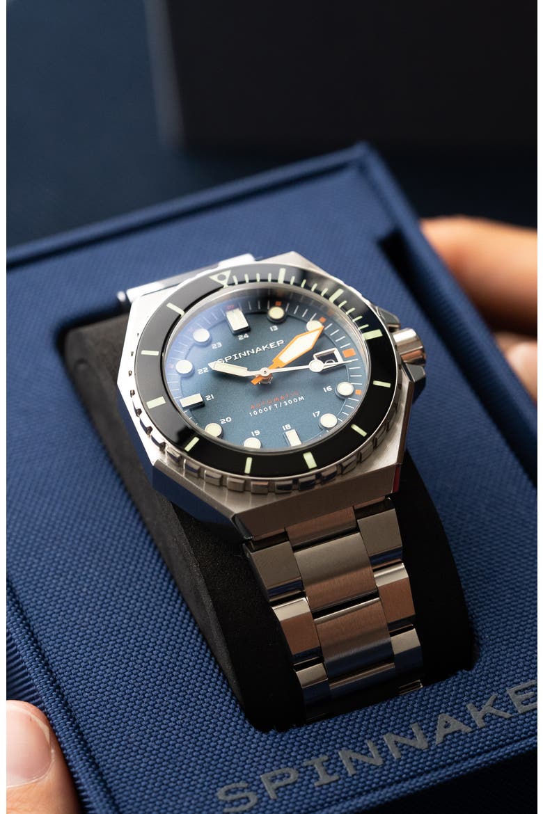Dumas Automatic Bracelet Watch, 44mm, Alternate, color, BLUE