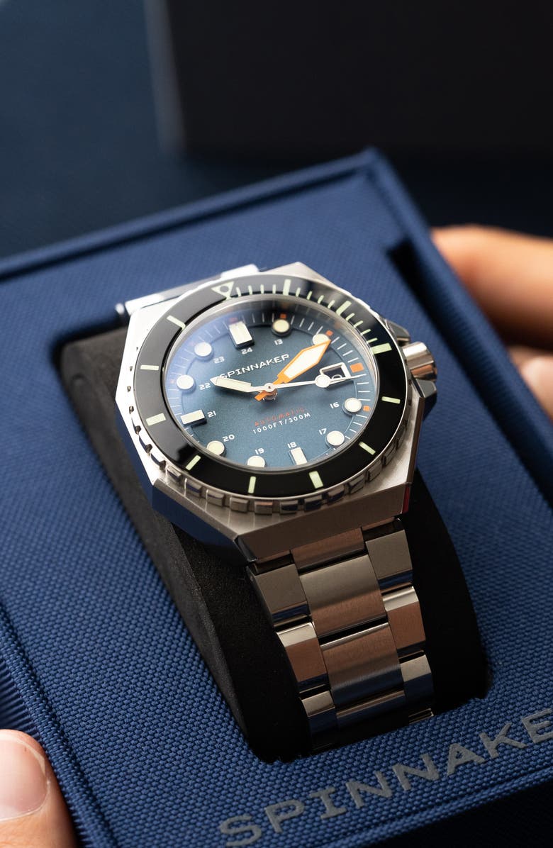 SPINNAKER Dumas Automatic Bracelet Watch, 44mm, Alternate, color, Blue