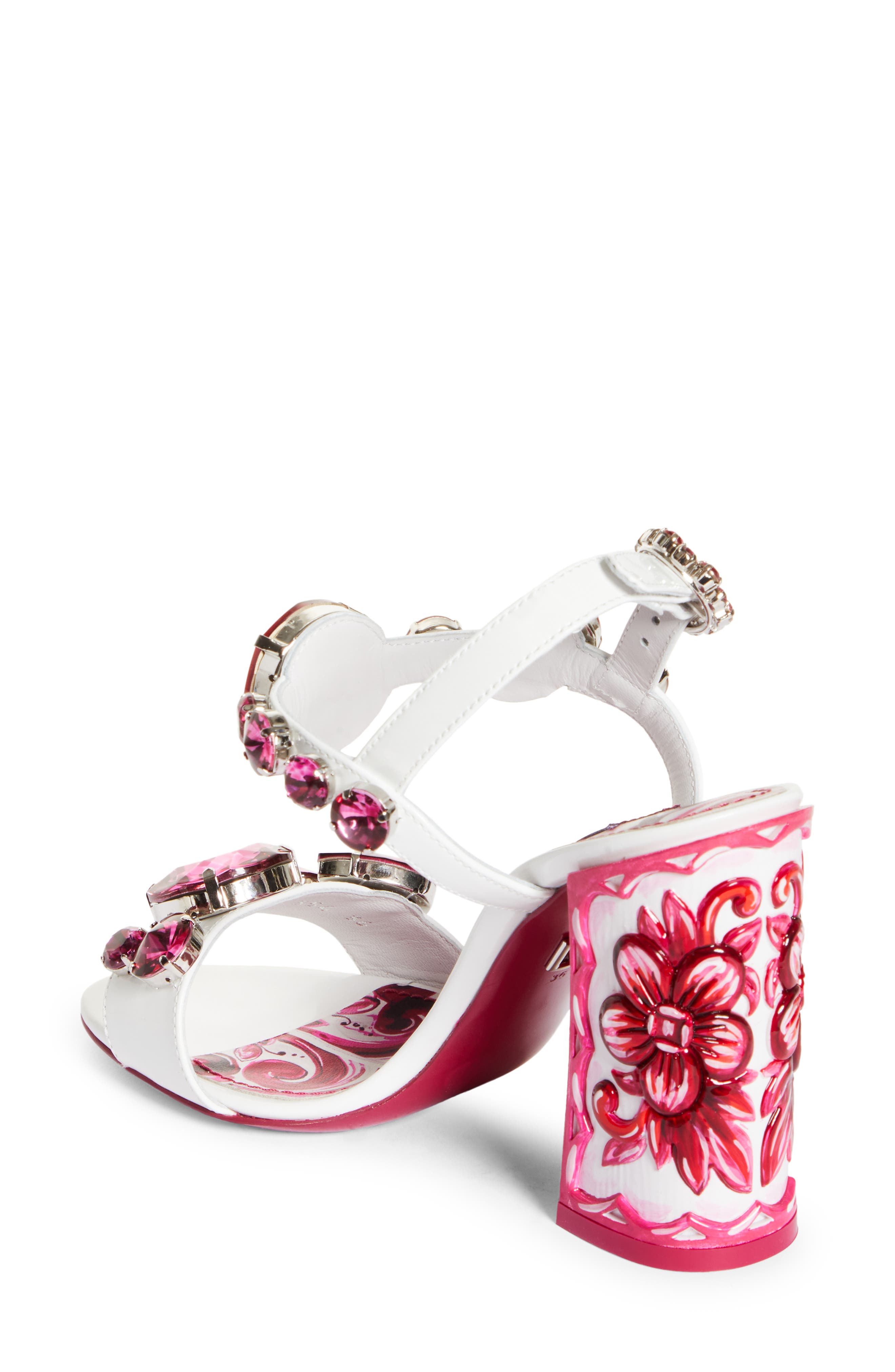Keira Crystal Embellished Block Heel Platform Sandal, Alternate, color, WHITE/ FUCHSIA