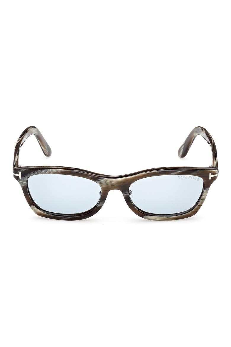 53mm Rectangular Sunglasses, Main, color, BROWN HORN / SMOKE