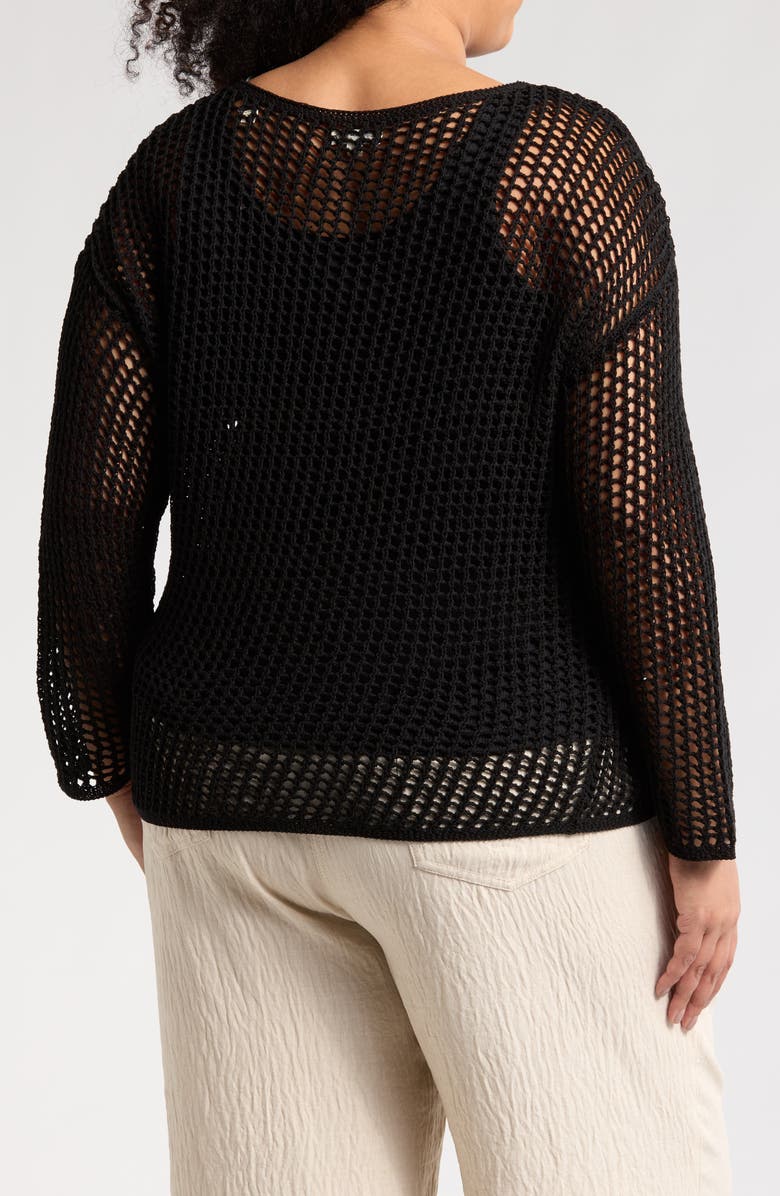 MAX STUDIO Long Sleeve Mesh Open Knit Top, Alternate, color, 