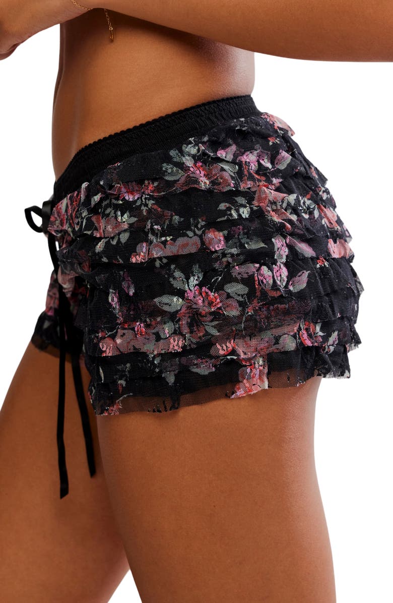 Free People Feeling For Lace Boxer Shorts, Alternate, color, Black Combo