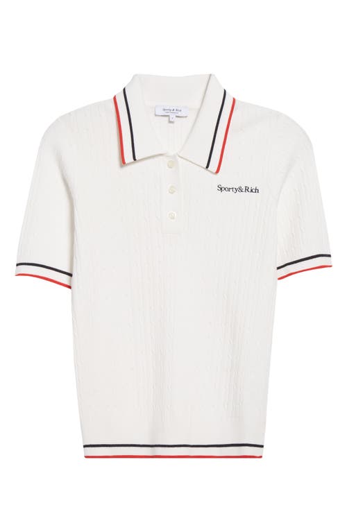 Sporty And Rich Sporty & Rich Serif Logo Mini Cable Knit Polo