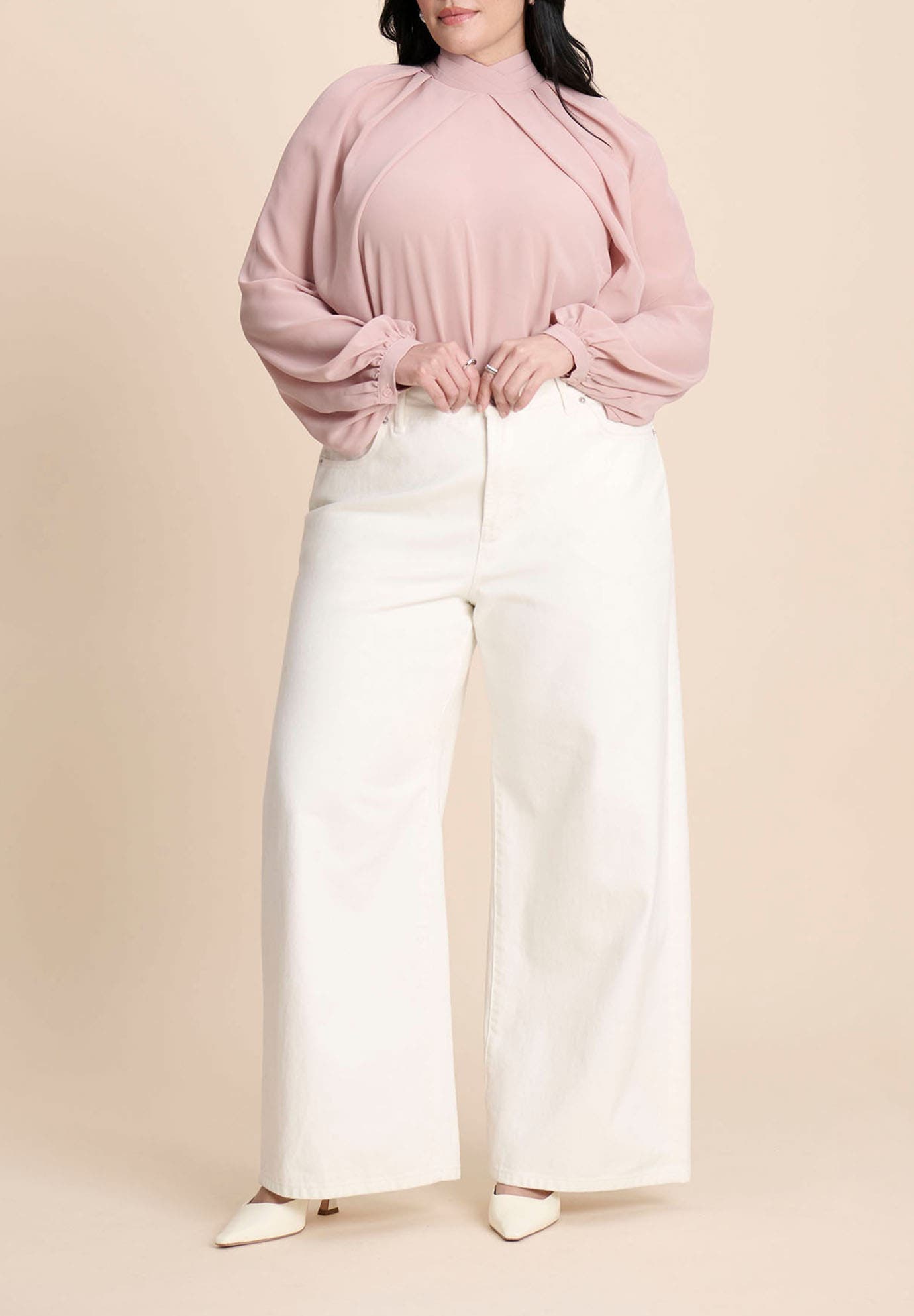 Draped Sleeve Chiffon Top - image 2