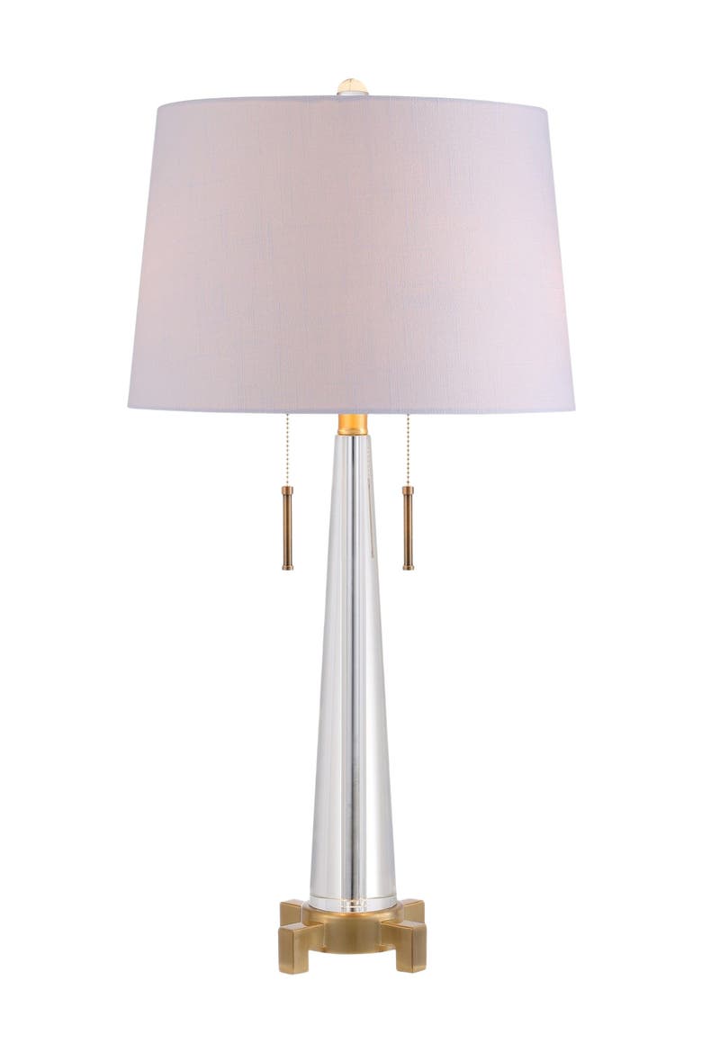 Zoe 29.5" 2-Light Crystal LED Table Lamp, Clear/Brass Gold, Main, color, Clear/Brass Gold