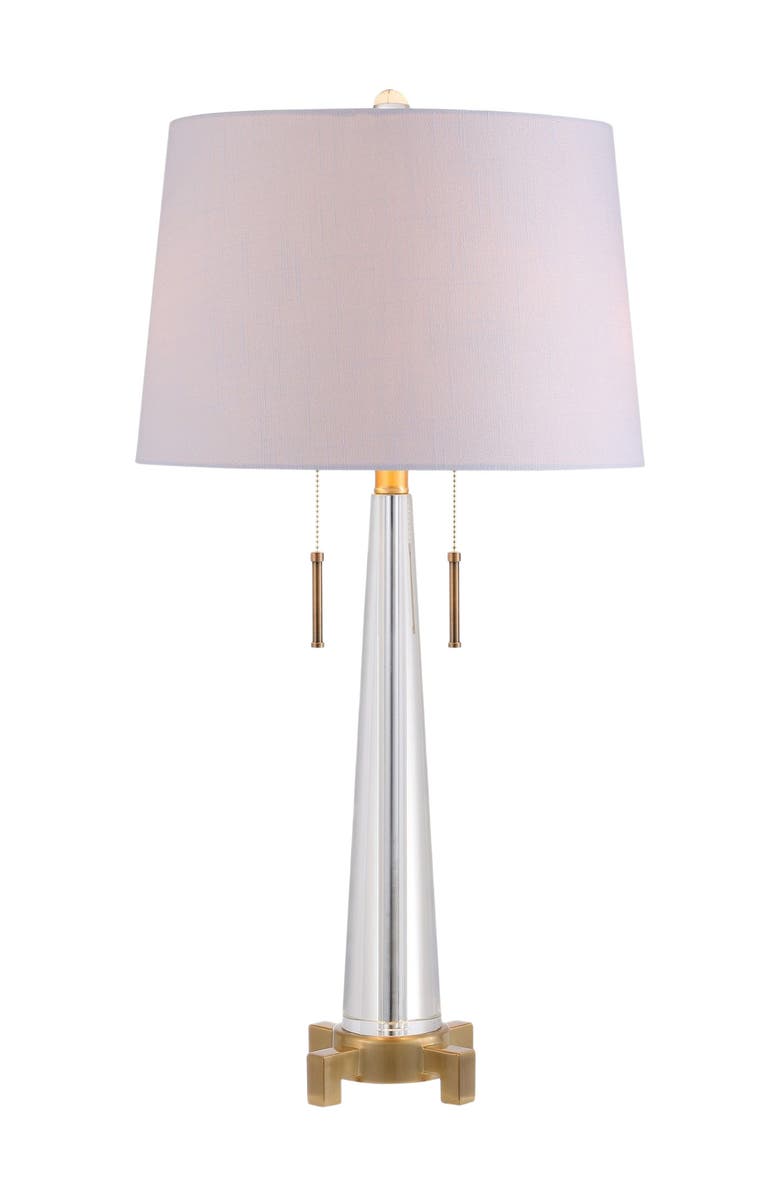 JONATHAN Y Zoe 29.5" 2-Light Crystal LED Table Lamp, Clear/Brass Gold, Main, color, Clear/Brass Gold