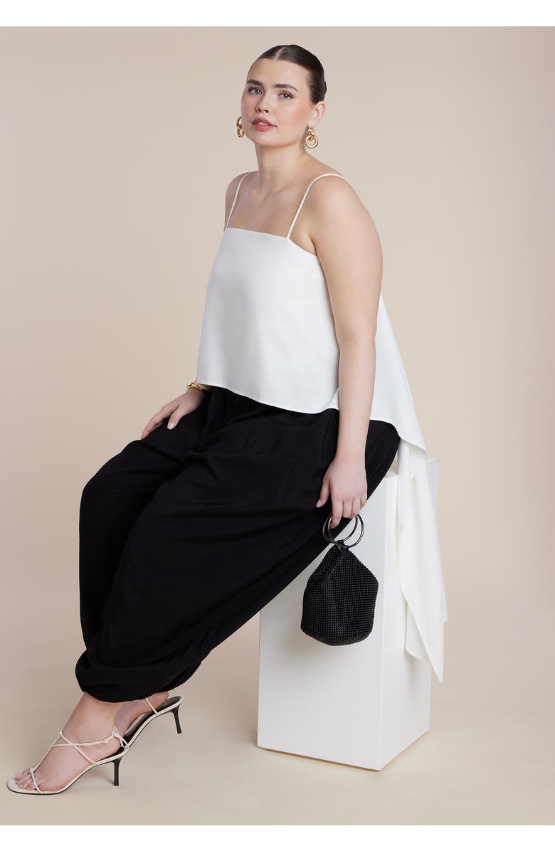 ELOQUII Cascading Linen Crop Top, Alternate, color, Coconut Milk