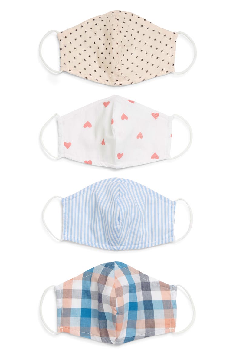 Assorted 4-Pack Kids' Face Masks, Main, color, CHECK MULTI PACK