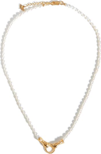 【MISSOMA】HARRIS REED SHORT IN GOOD HANDS PEARL NECKLACE Missoma x Harris Reed In Good Hands Pearl Necklace | White