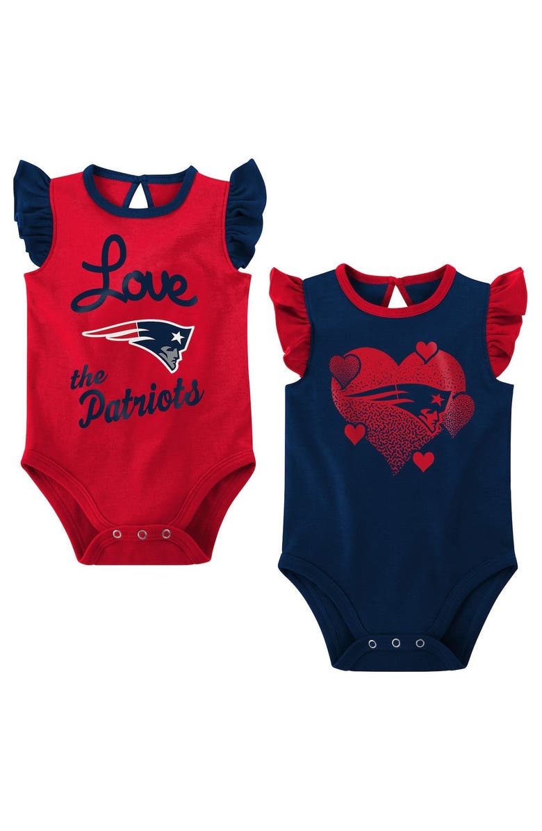 Outerstuff Girls Newborn & Infant Navy/Red New England Patriots Spread the Love 2-Pack Bodysuit Set, Main, color, 